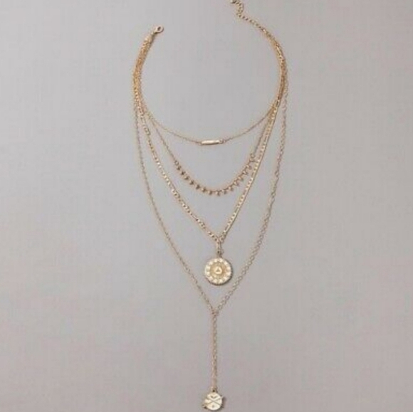 Boho Women's Gold Medalion Necklace - Picture 2 of 4